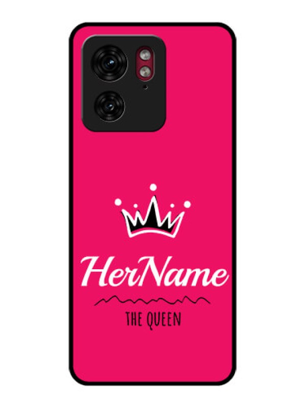 Custom Motorola Edge 40 Custom Glass Phone Case - Queen With Name Design