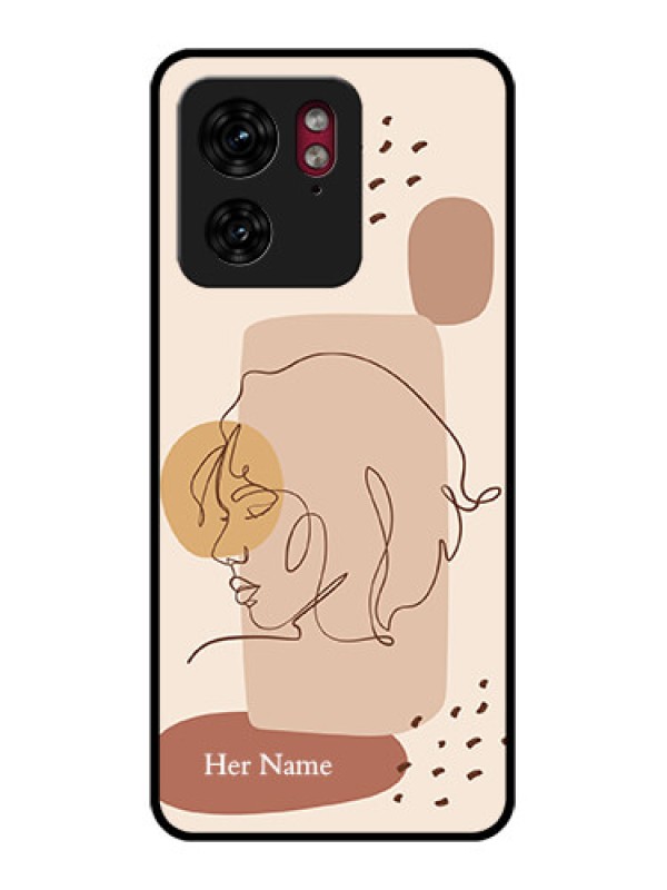 Custom Motorola Edge 40 Custom Glass Phone Case - Calm Woman Line Art Design
