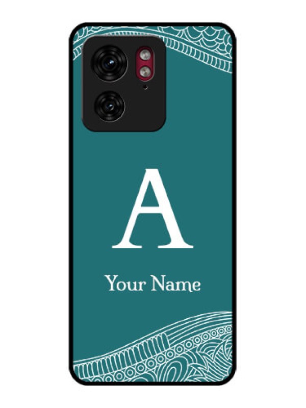 Custom Motorola Edge 40 Custom Glass Phone Case - Line Art Pattern With Custom Name Design