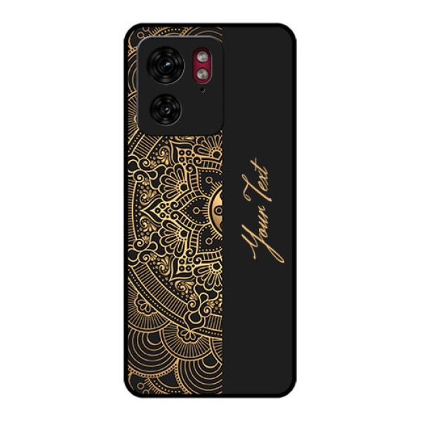 Motorola Edge 40 Custom Glass Phone Case - Mandala Art With Custom Text Design