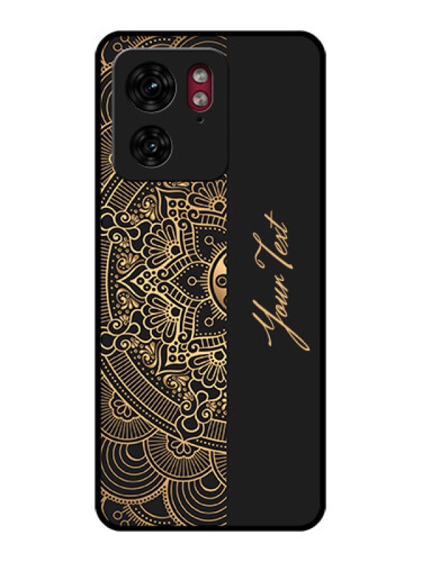Custom Motorola Edge 40 Custom Glass Phone Case - Mandala Art With Custom Text Design