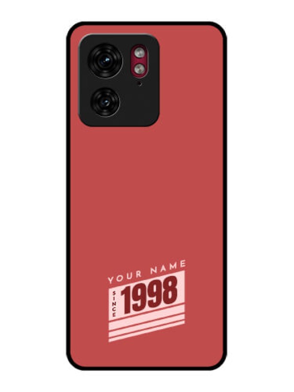 Custom Motorola Edge 40 Custom Glass Phone Case - Red Custom Year Of Birth Design