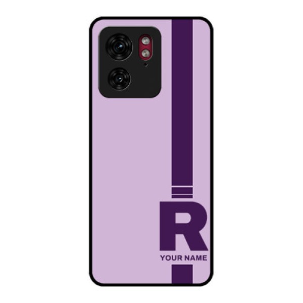 Motorola Edge 40 Custom Glass Phone Case - Simple Dual Tone Stripe With Name Design Motorola Edge 40 Custom Glass Phone Case - Simple Dual Tone Stripe With Name Design