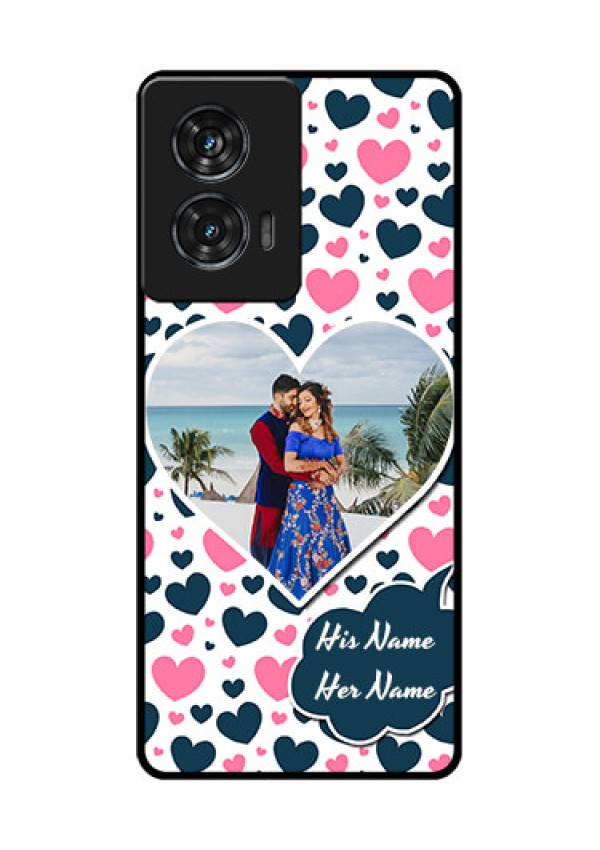 Motorola Edge 50 Fusion Custom Glass Phone CasePink and Blue Heart Design