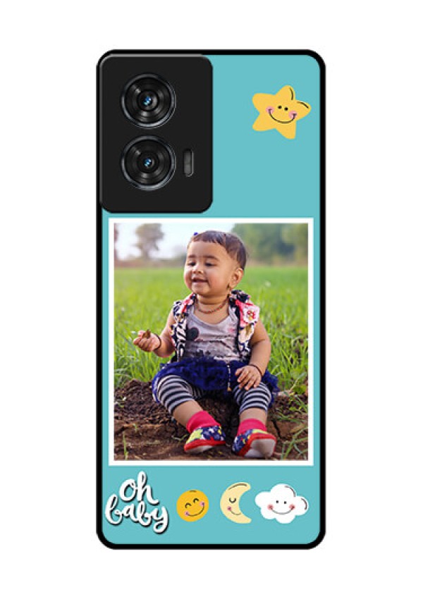 Motorola Edge 50 Fusion Custom Glass Phone CaseSmiley Kids Stars Design