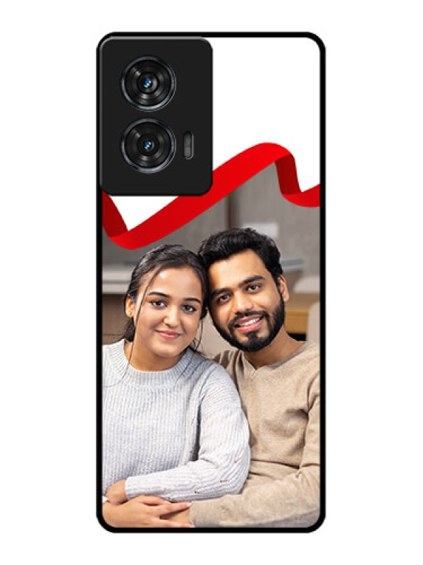 Custom Motorola Edge 50 Fusion Custom Glass Phone CaseRed Ribbon Frame Design