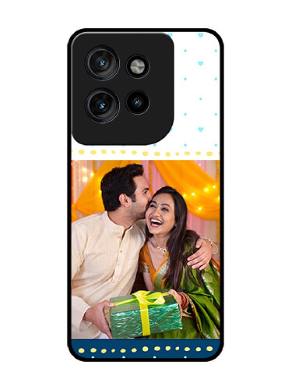 Custom Motorola Edge 50 Neo Custom Glass Phone CaseWhite And Blue Abstract Design