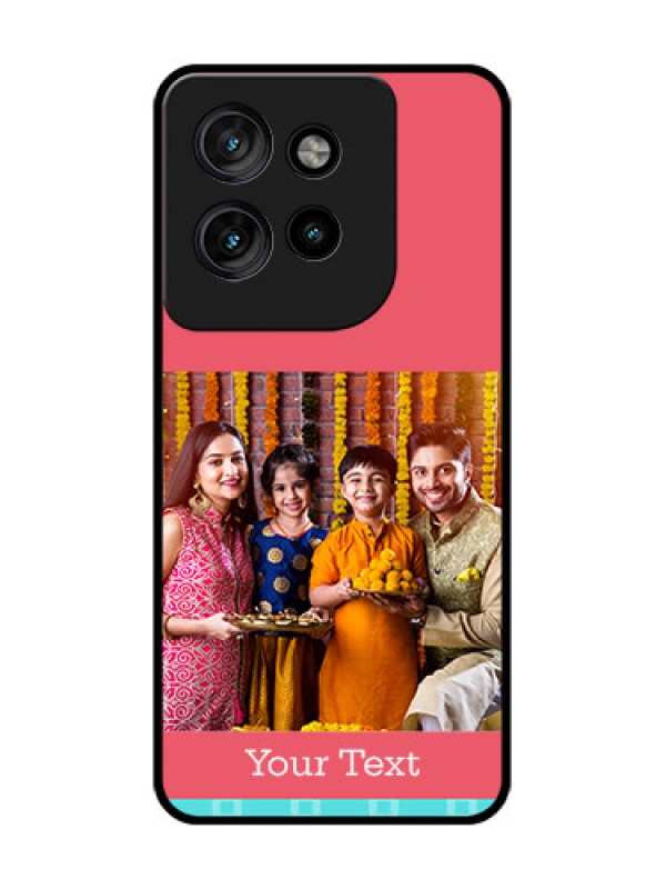 Custom Motorola Edge 50 Neo Custom Glass Phone CasePeach and Blue Color Design