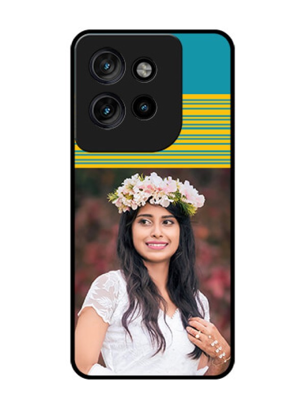 Custom Motorola Edge 50 Neo Custom Glass Phone CaseYellow and Blue Design