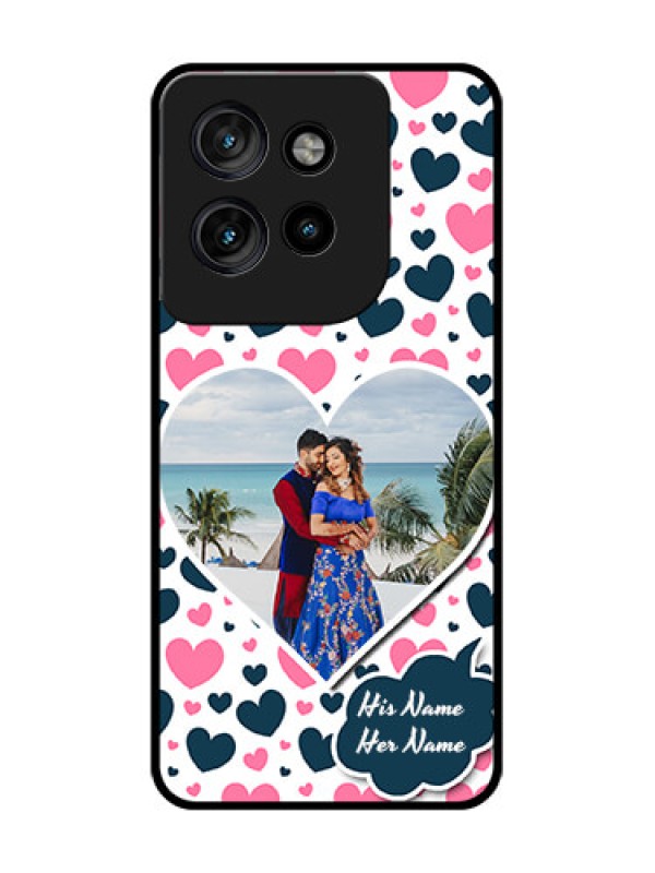 Custom Motorola Edge 50 Neo Custom Glass Phone CasePink and Blue Heart Design
