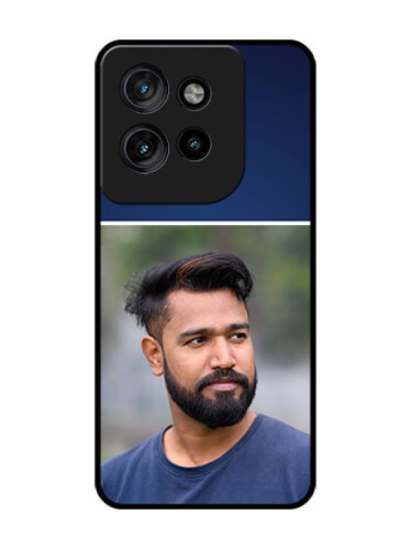 Custom Motorola Edge 50 Neo Custom Glass Phone CaseSimple Royal Blue Design