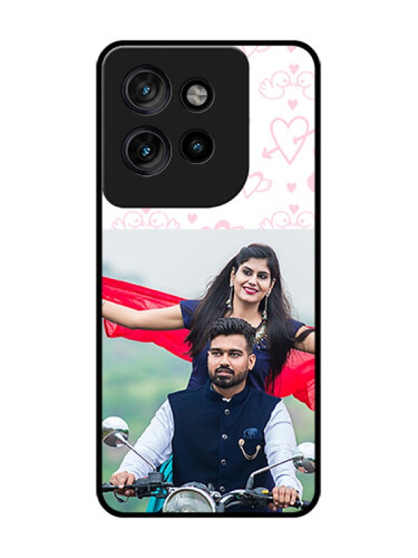 Custom Motorola Edge 50 Neo Custom Glass Phone CasePink Flying Heart Design