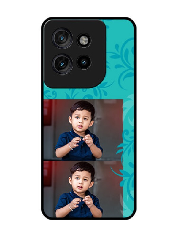 Custom Motorola Edge 50 Neo Custom Glass Phone CaseWith Photo And Green Floral Design