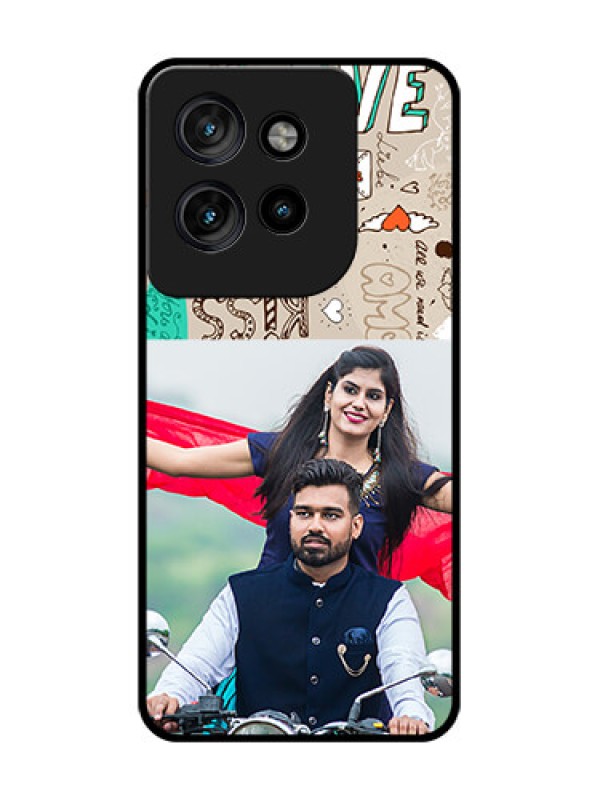 Custom Motorola Edge 50 Neo Custom Glass Phone CaseLove Doodle Pattern