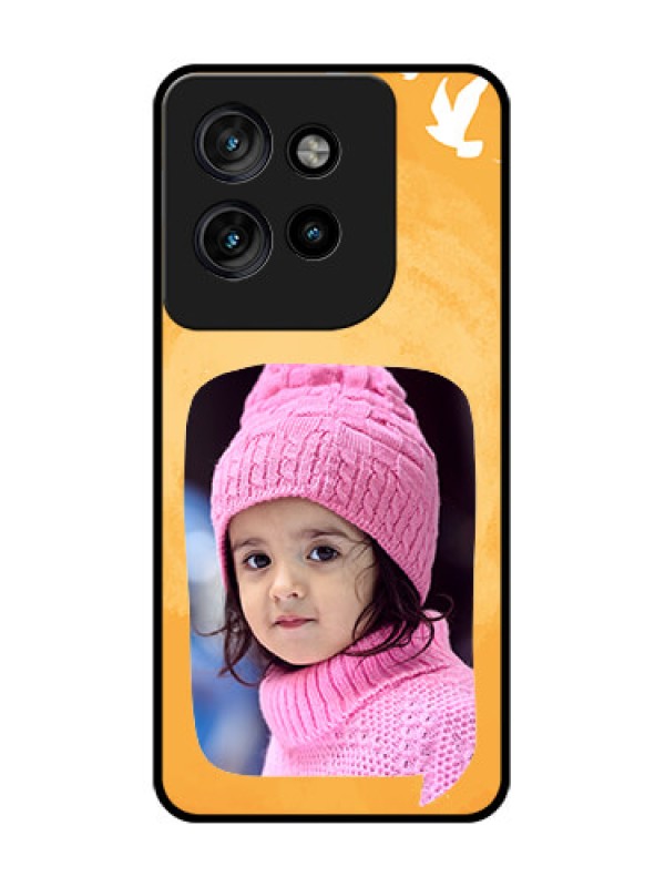 Custom Motorola Edge 50 Neo Custom Glass Phone CaseWater Color Design With Bird Icons