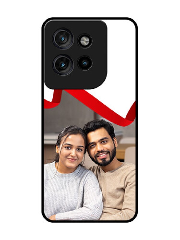 Custom Motorola Edge 50 Neo Custom Glass Phone CaseRed Ribbon Frame Design