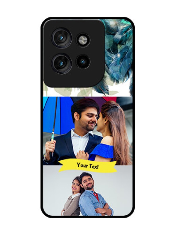 Custom Motorola Edge 50 Neo Custom Glass Phone CaseImage With Boho Peacock Feather Design