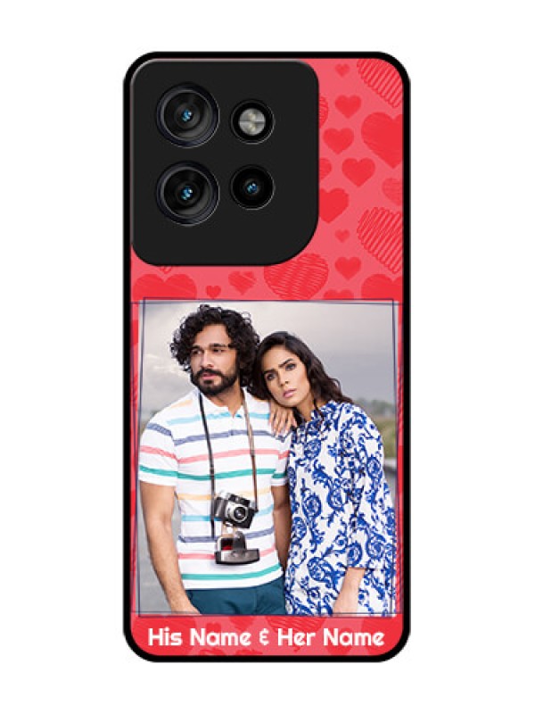 Custom Motorola Edge 50 Neo Custom Glass Phone CaseWith Red Heart Symbols Design