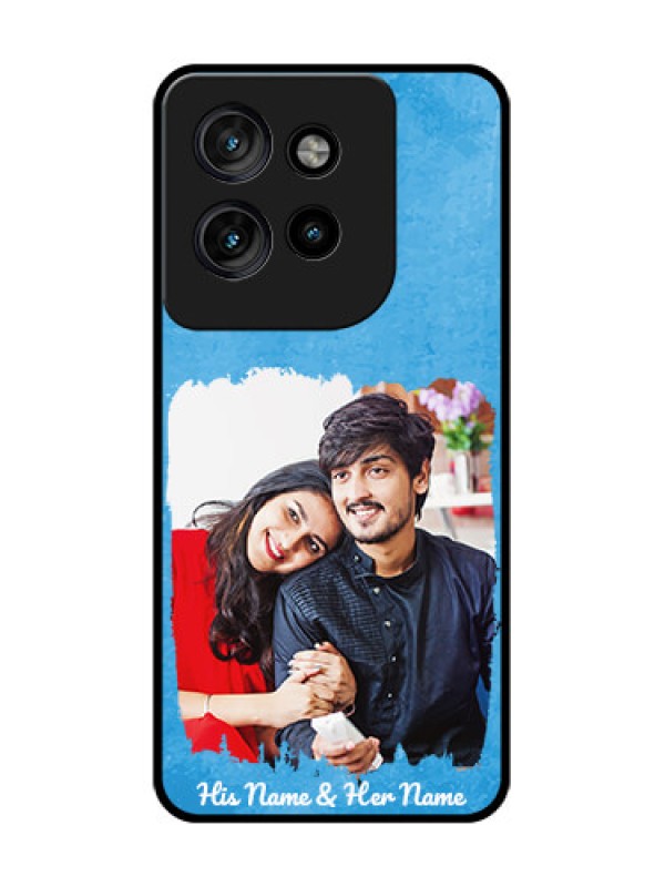 Custom Motorola Edge 50 Neo Custom Glass Phone Case - Blue Color Vintage Design