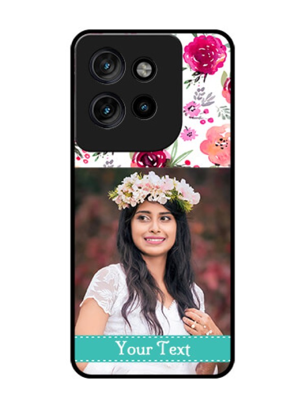 Custom Motorola Edge 50 Neo Custom Glass Phone CaseWater Colors Floral Design