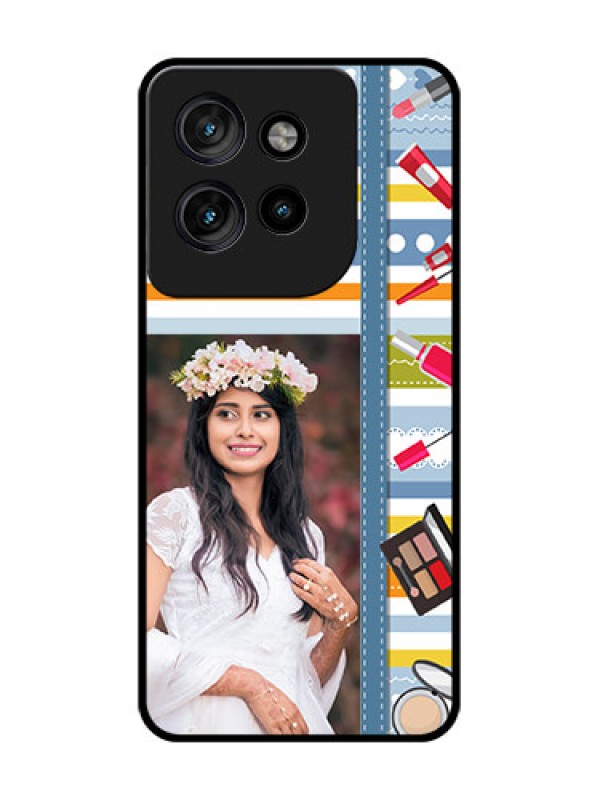 Custom Motorola Edge 50 Neo Custom Glass Phone CaseMakeup Icons Design