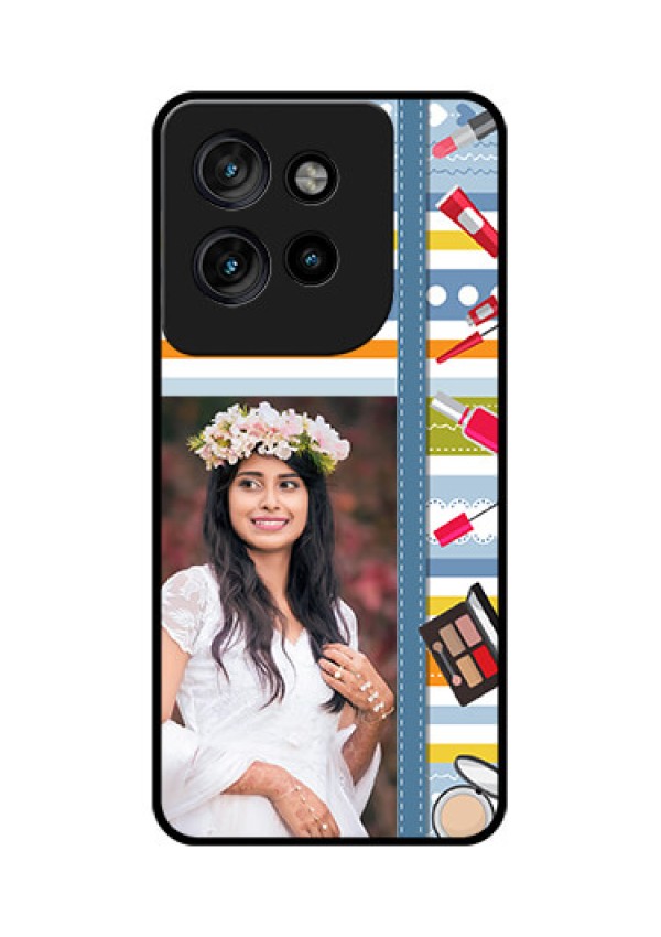 Motorola Edge 50 Neo Custom Glass Phone CaseMakeup Icons Design