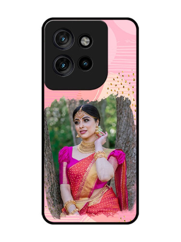 Custom Motorola Edge 50 Neo Custom Glass Phone CaseGold Glitter Splash Design