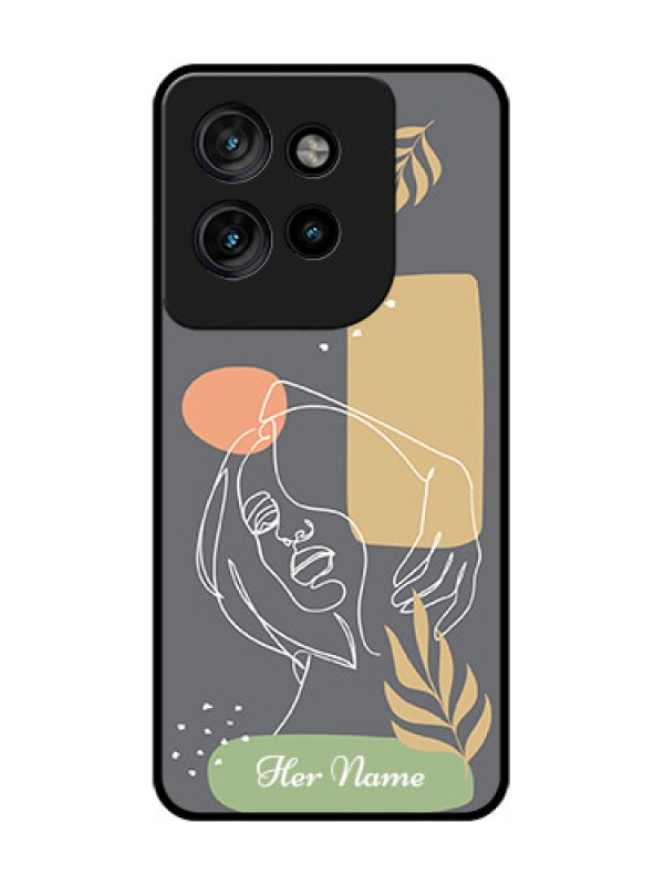 Custom Motorola Edge 50 Neo Custom Glass Phone CaseGazing Woman Line Art Design