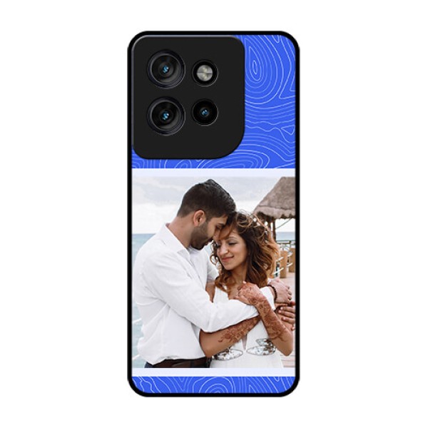 Motorola Edge 50 Neo Custom Glass Phone CaseCurved Line Art With Blue And White Design Motorola Edge 50 Neo Custom Glass Phone CaseCurved Line Art With Blue And White Design
