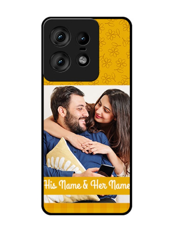 Custom Motorola Edge 50 Pro 5G Custom Glass Phone CaseYellow Floral Design