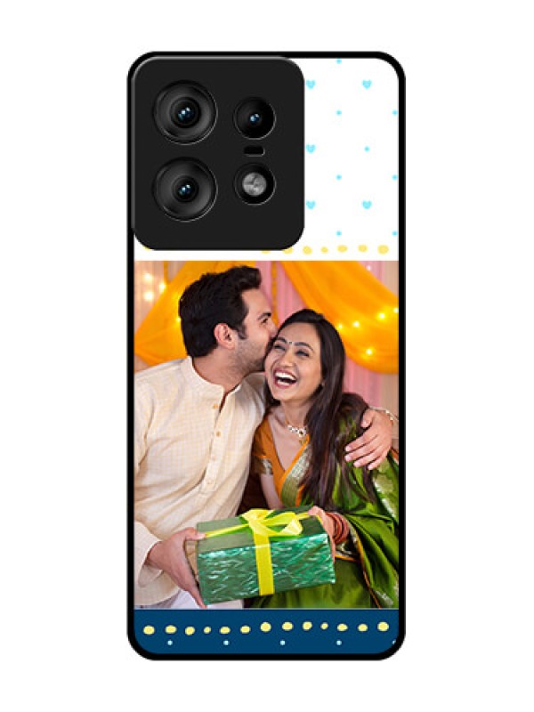 Custom Motorola Edge 50 Pro 5G Custom Glass Phone CaseWhite And Blue Abstract Design