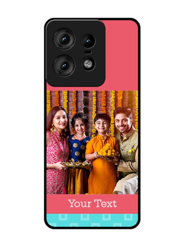 Custom Motorola Edge 50 Pro 5G Custom Glass Phone CasePeach and Blue Color Design