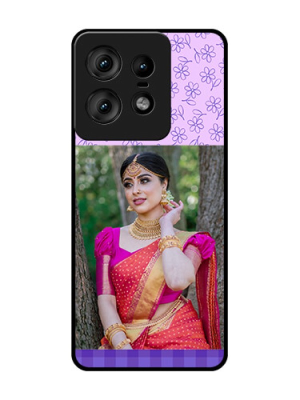 Custom Motorola Edge 50 Pro 5G Custom Glass Phone CasePurple Floral Design