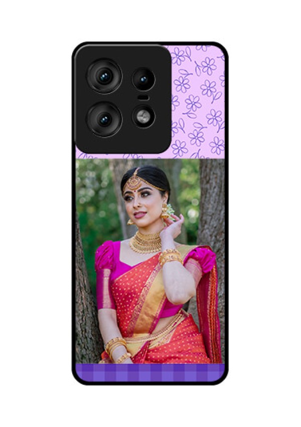 Motorola Edge 50 Pro 5G Custom Glass Phone CasePurple Floral Design