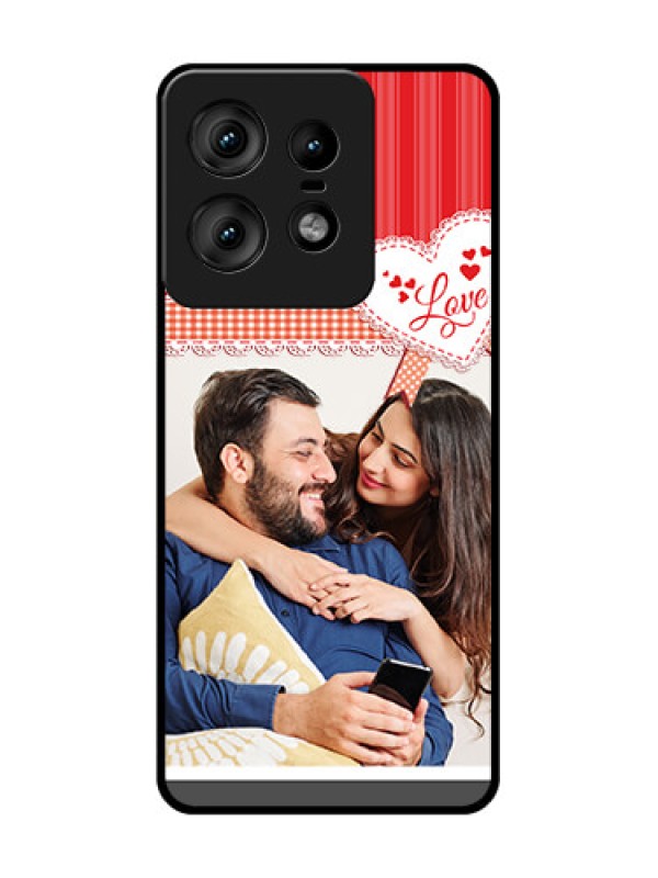 Custom Motorola Edge 50 Pro 5G Custom Glass Phone CaseRed Love Pattern Design