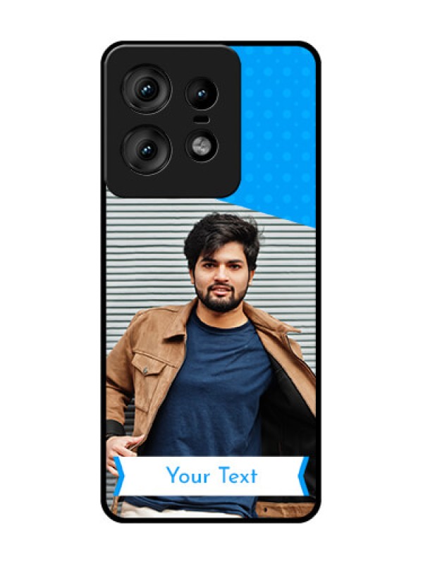 Custom Motorola Edge 50 Pro 5G Custom Glass Phone CaseSimple Blue Color Design