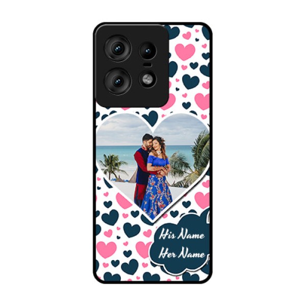 Motorola Edge 50 Pro 5G Custom Glass Phone CasePink and Blue Heart Design Motorola Edge 50 Pro 5G Custom Glass Phone CasePink and Blue Heart Design