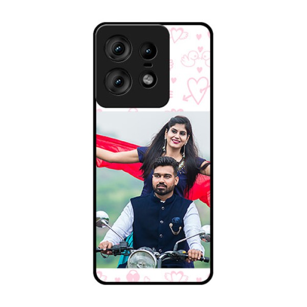 Motorola Edge 50 Pro 5G Custom Glass Phone CasePink Flying Heart Design Motorola Edge 50 Pro 5G Custom Glass Phone CasePink Flying Heart Design