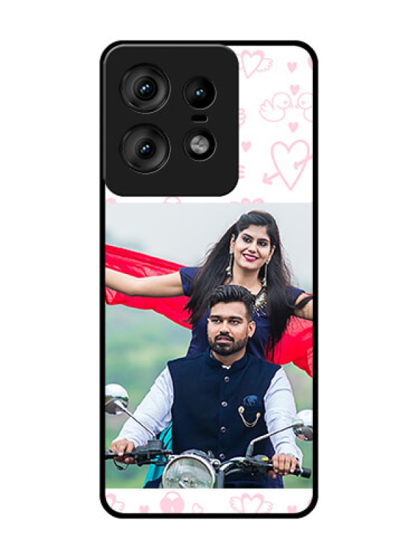 Custom Motorola Edge 50 Pro 5G Custom Glass Phone CasePink Flying Heart Design