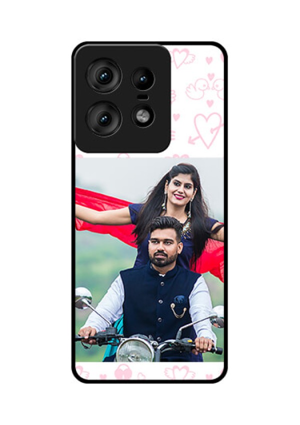 Motorola Edge 50 Pro 5G Custom Glass Phone CasePink Flying Heart Design