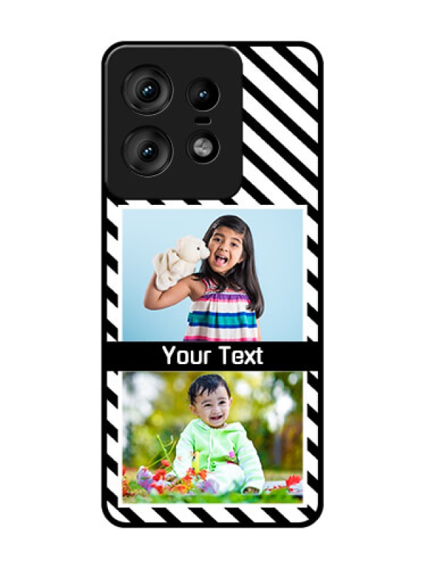 Custom Motorola Edge 50 Pro 5G Custom Glass Phone CaseBlack And White Stripes Design