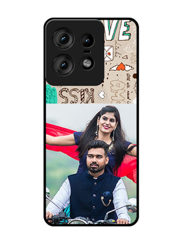 Custom Motorola Edge 50 Pro 5G Custom Glass Phone CaseLove Doodle Pattern