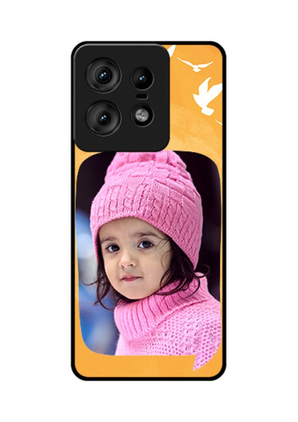 Motorola Edge 50 Pro 5G Custom Glass Phone CaseWater Color Design With Bird Icons