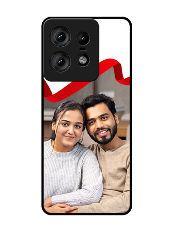 Custom Motorola Edge 50 Pro 5G Custom Glass Phone CaseRed Ribbon Frame Design