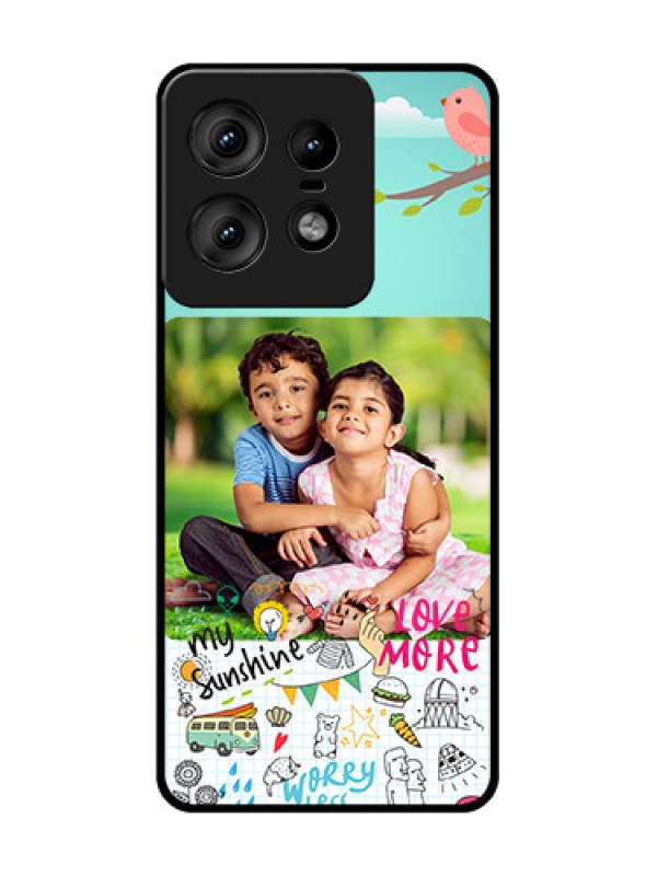 Custom Motorola Edge 50 Pro 5G Custom Glass Phone CaseDoodle Love Design