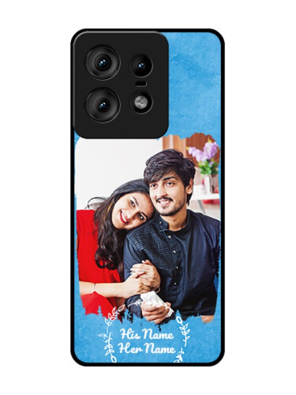 Custom Motorola Edge 50 Pro 5G Custom Glass Phone Case - Blue Color Vintage Design