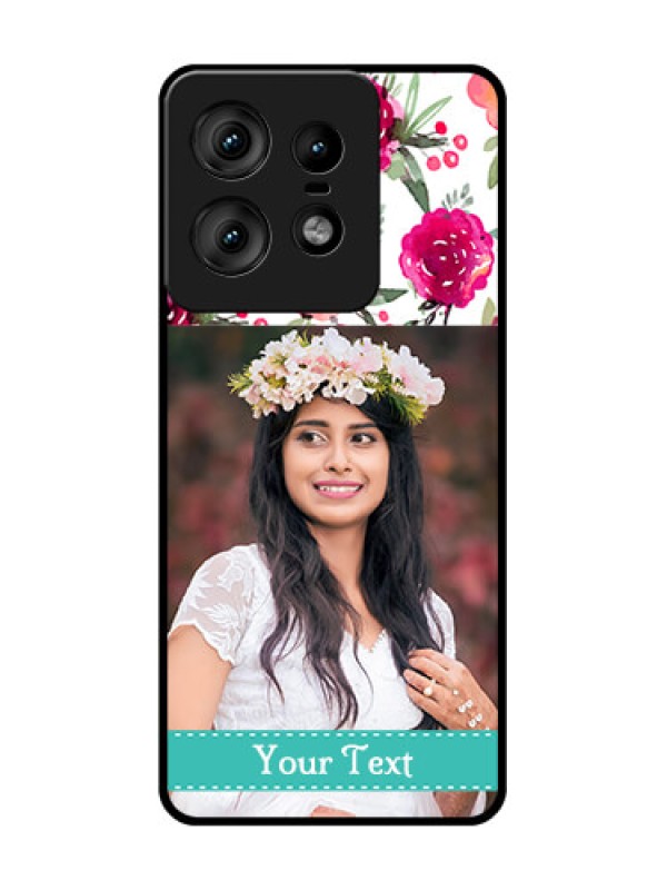 Custom Motorola Edge 50 Pro 5G Custom Glass Phone CaseWater Colors Floral Design