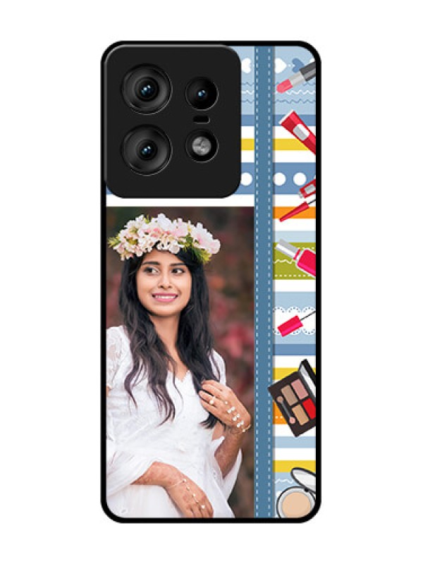 Custom Motorola Edge 50 Pro 5G Custom Glass Phone CaseMakeup Icons Design