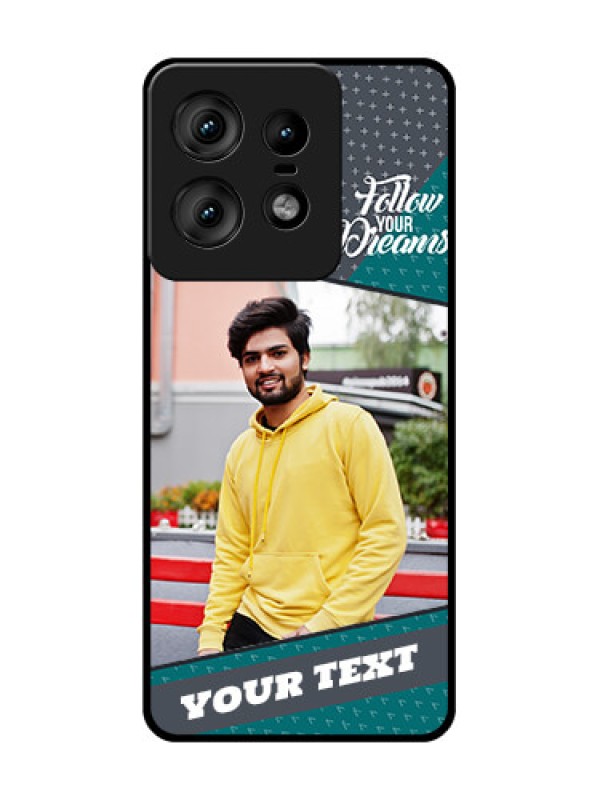 Custom Motorola Edge 50 Pro 5G Custom Glass Phone CaseBackground Pattern Design With Quote