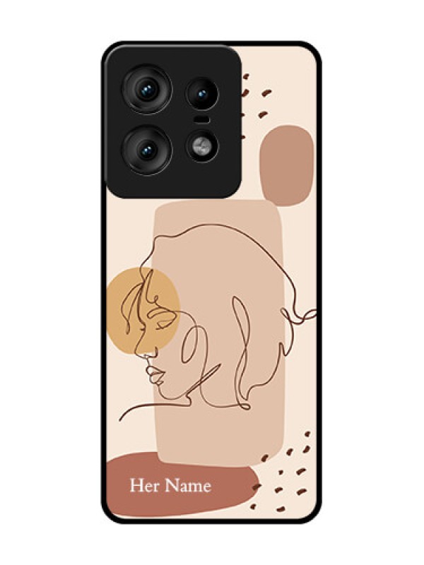 Custom Motorola Edge 50 Pro 5G Custom Glass Phone CaseCalm Woman Line Art Design